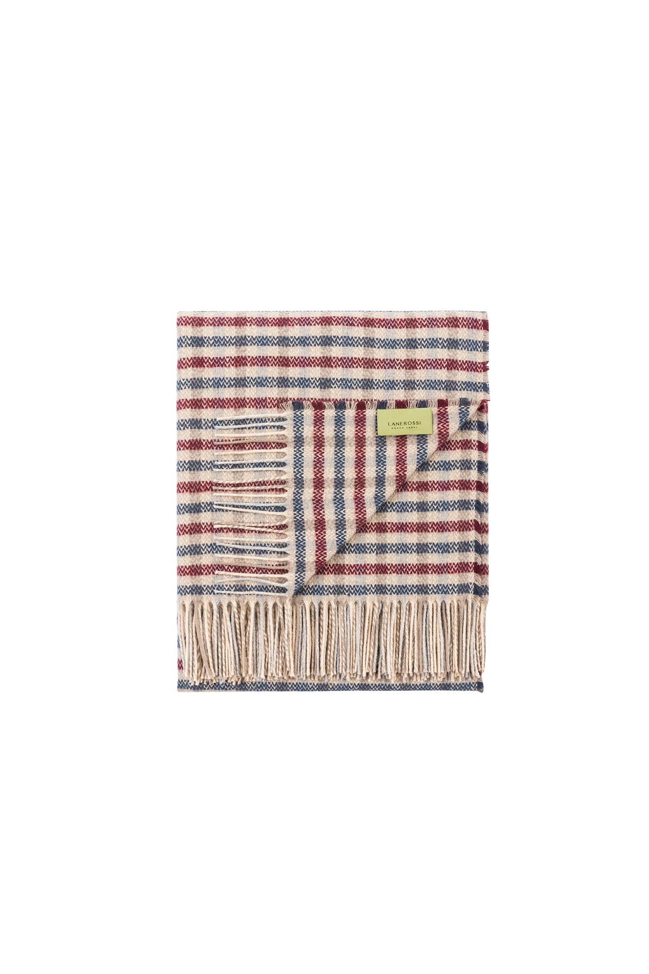 Ibiza Plaid Decke Recycelte Baumwolle Mikro-Karo Blau Rot 0