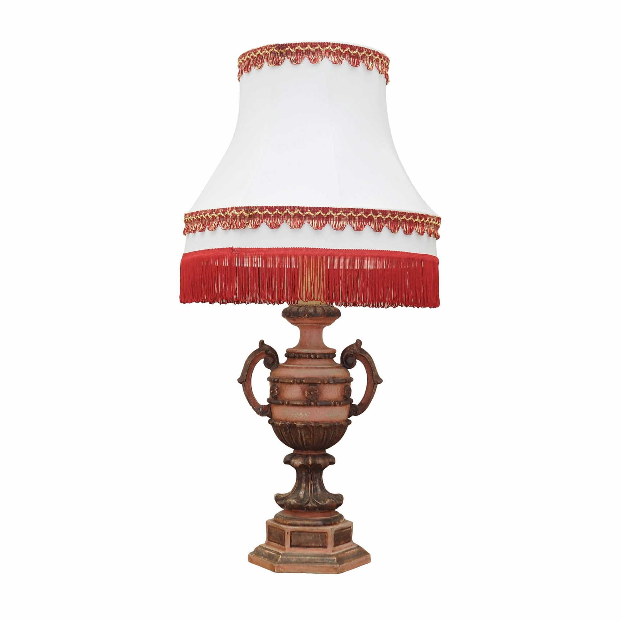 Vintage Table Lamp Ceramic Textile Multicolor 1970s 0