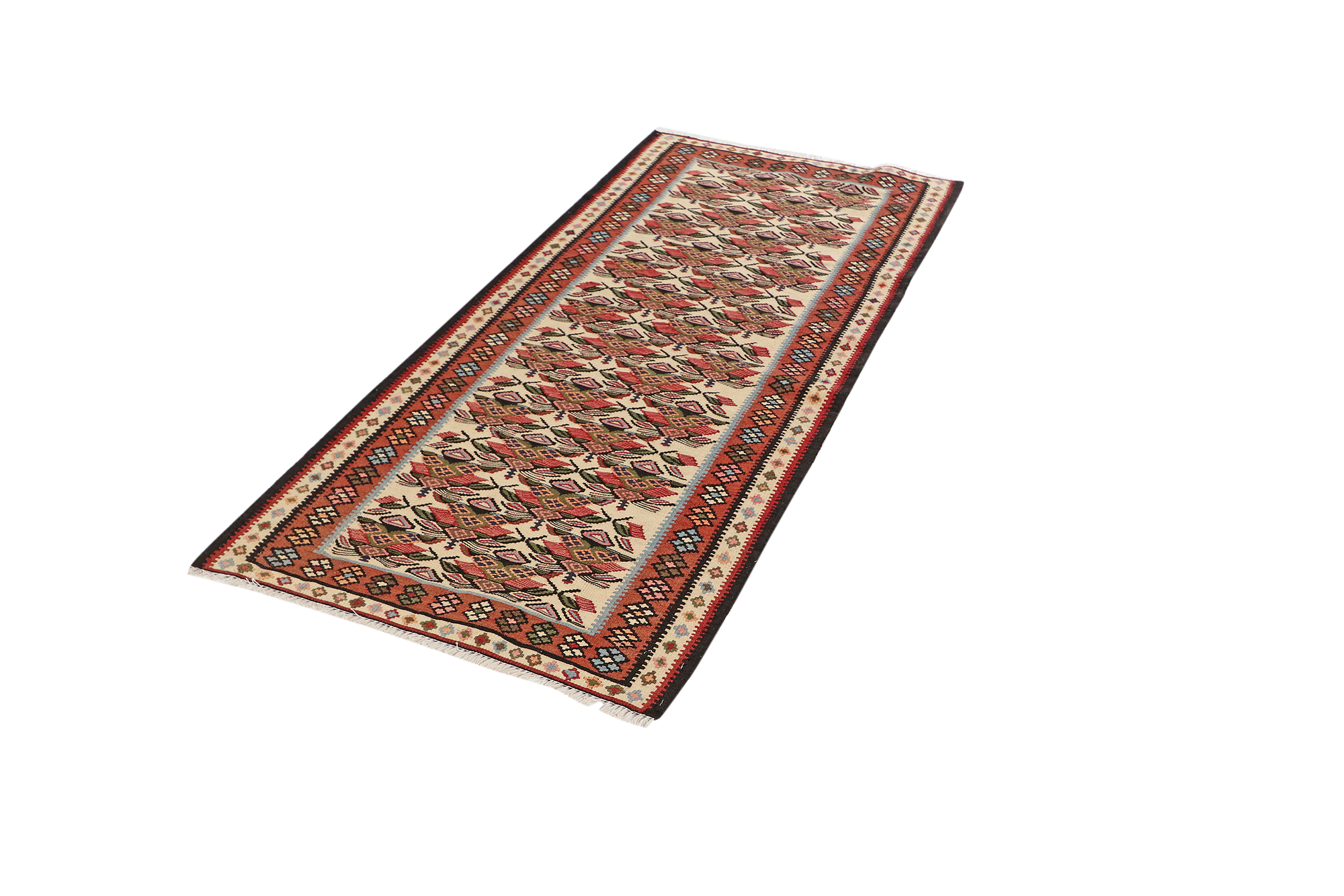 Kilim Senneh Teppich Braun 3