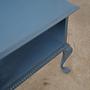 Vintage Beistelltisch Eichenholz Blau 1960er Jahre 11