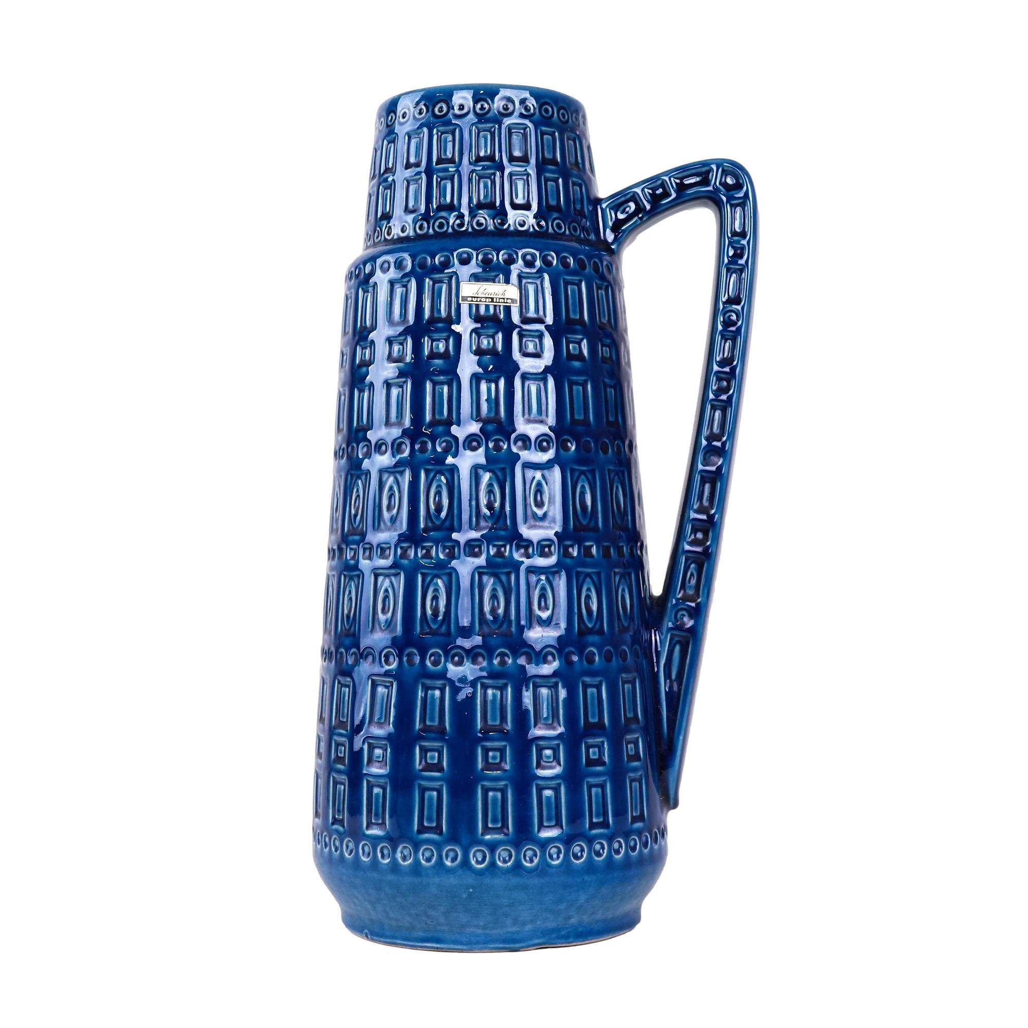 Blaue Keramikvase 1960er Jahre 0