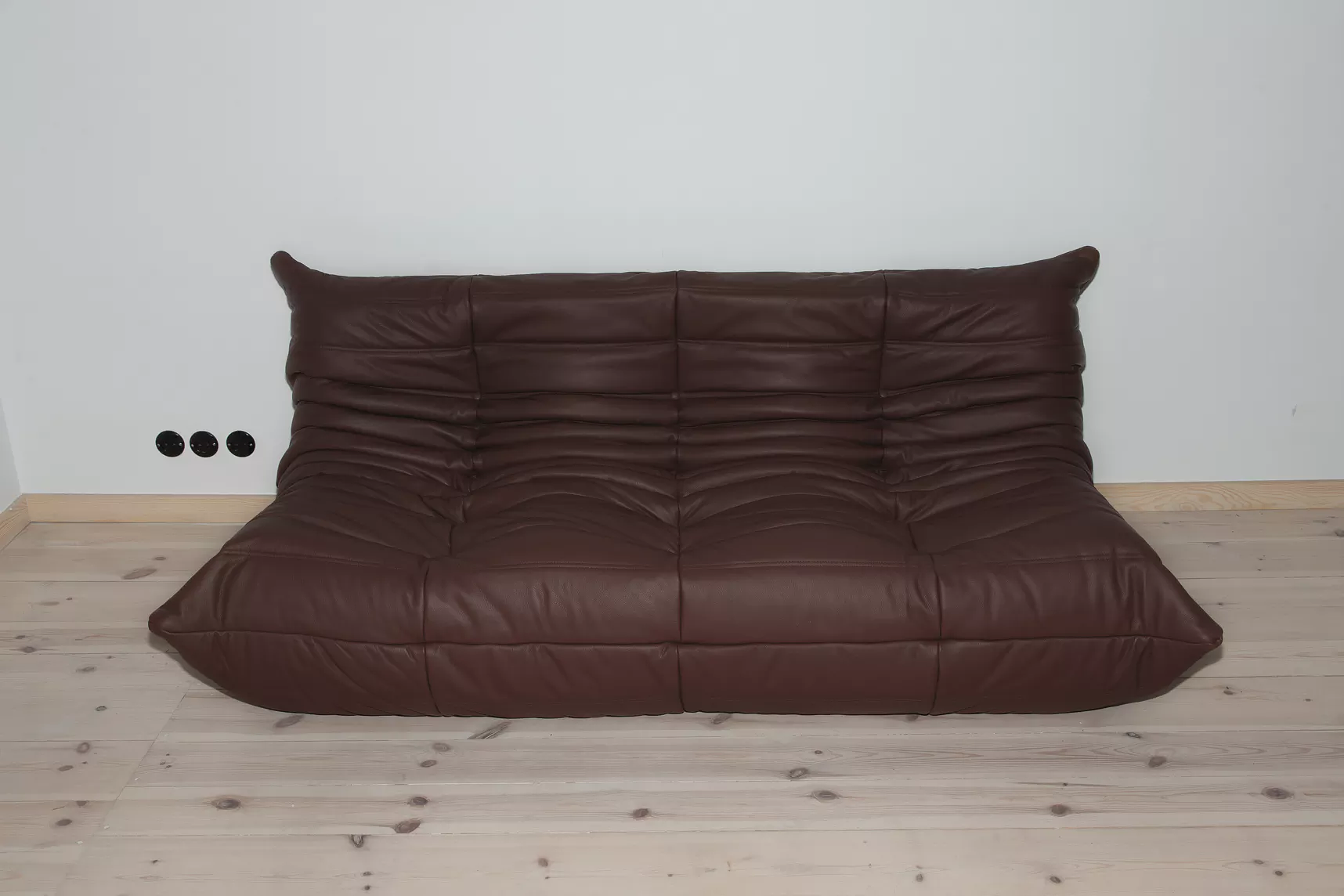 Togo Sofa 3-Sitzer, Ecksofa & Sessel Madras-Leder Braun 3