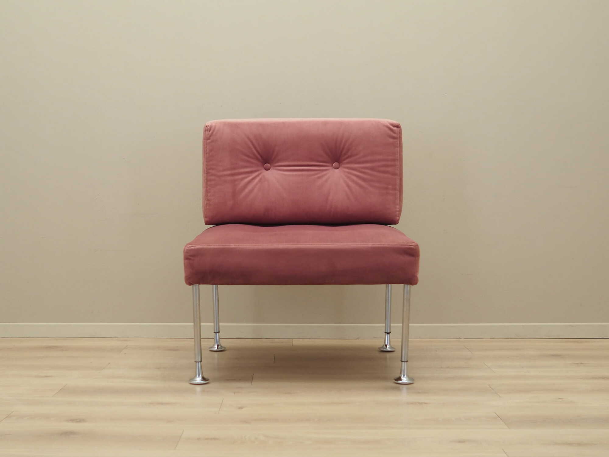Vintage Sessel Samt Metall Rosa 1960er Jahre 2