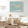 Animals Map Art Print Paper Multicolor 3