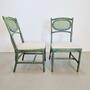 2x Vintage Stühle Rattan Grün 1960er Jahre 3