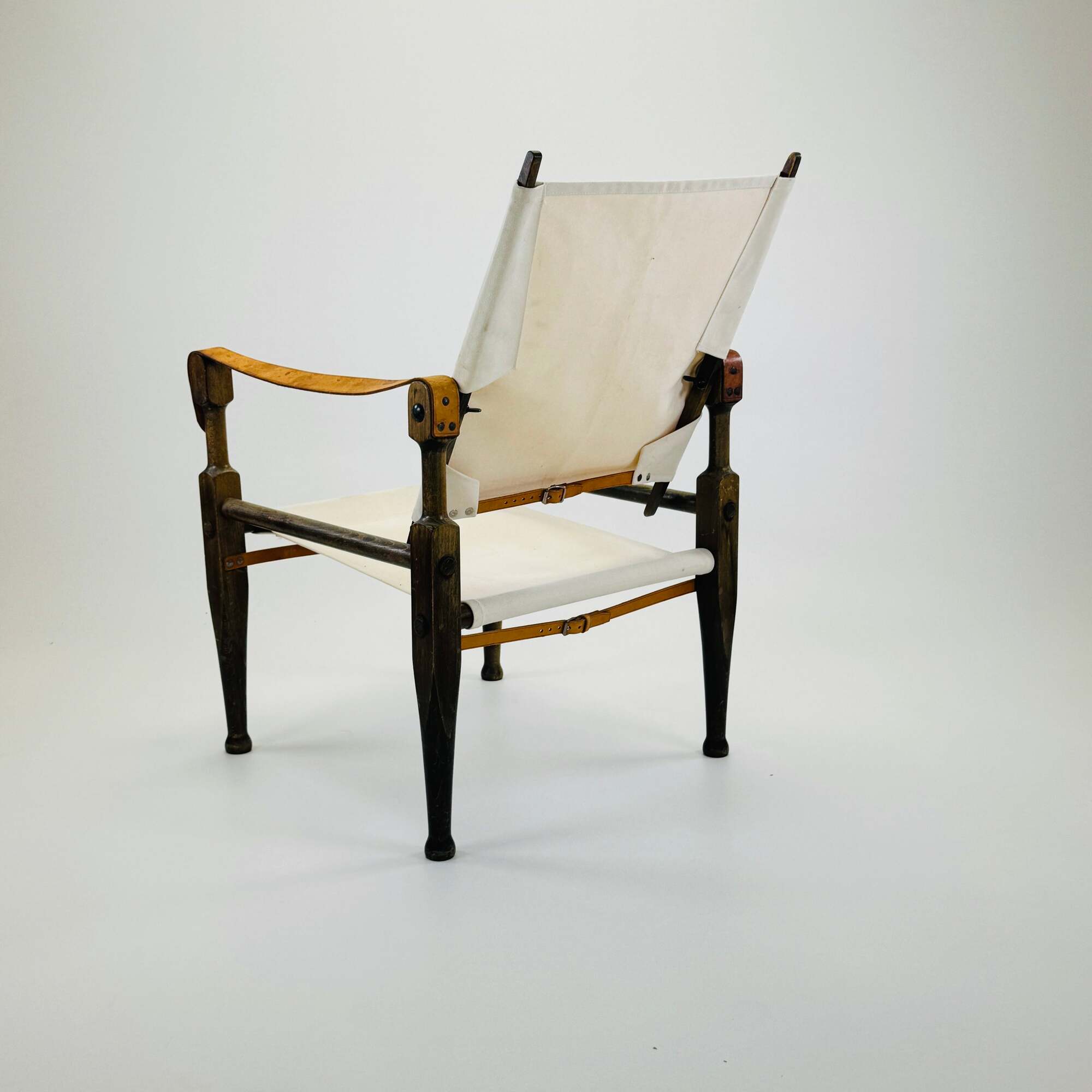 Safari Chair Leinen Holz Weiß 3