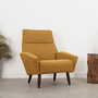 Vintage Stuhl Teakholz Textil Gelb 1970er Jahre  2