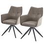 2x Sugra Armchair Set Swivel Gray Beige 0
