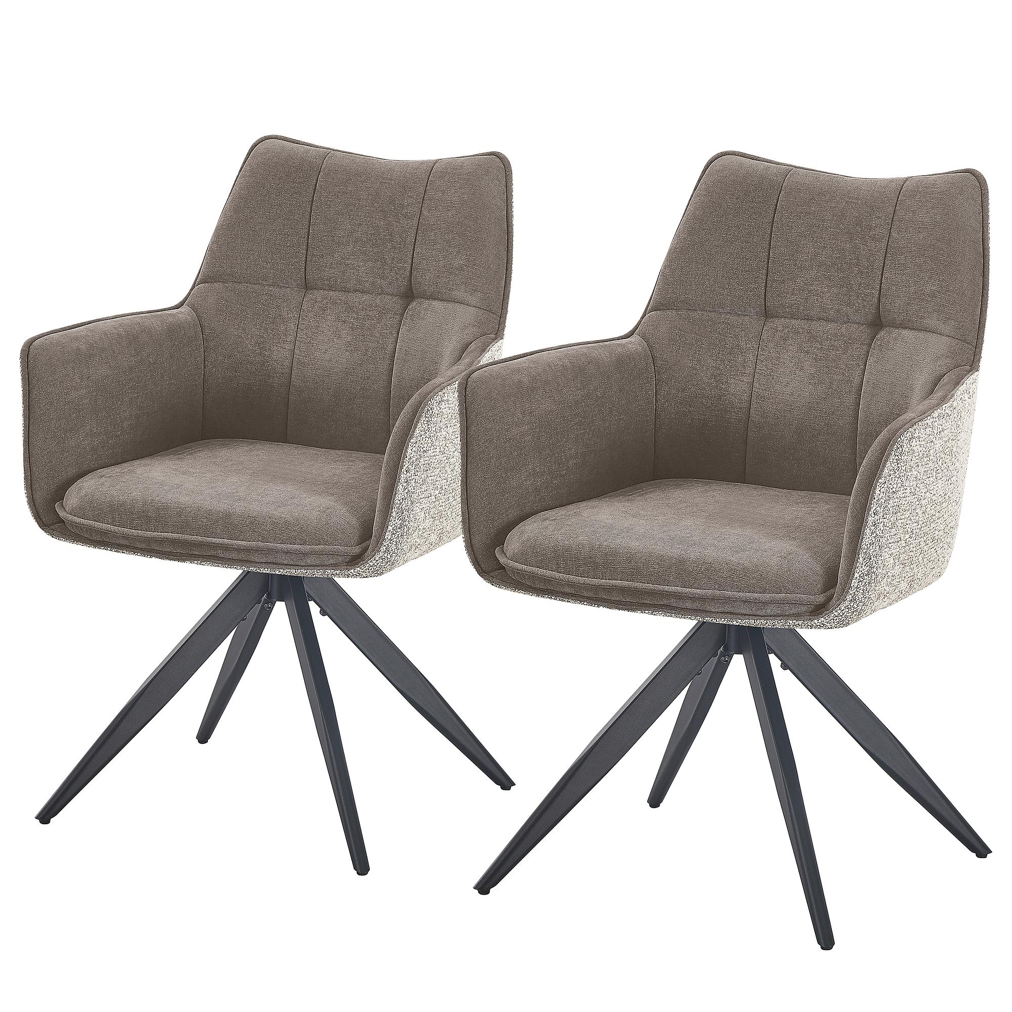 2x SUGRA Armlehnenstuhl-Set Drehbar Grau Beige 0