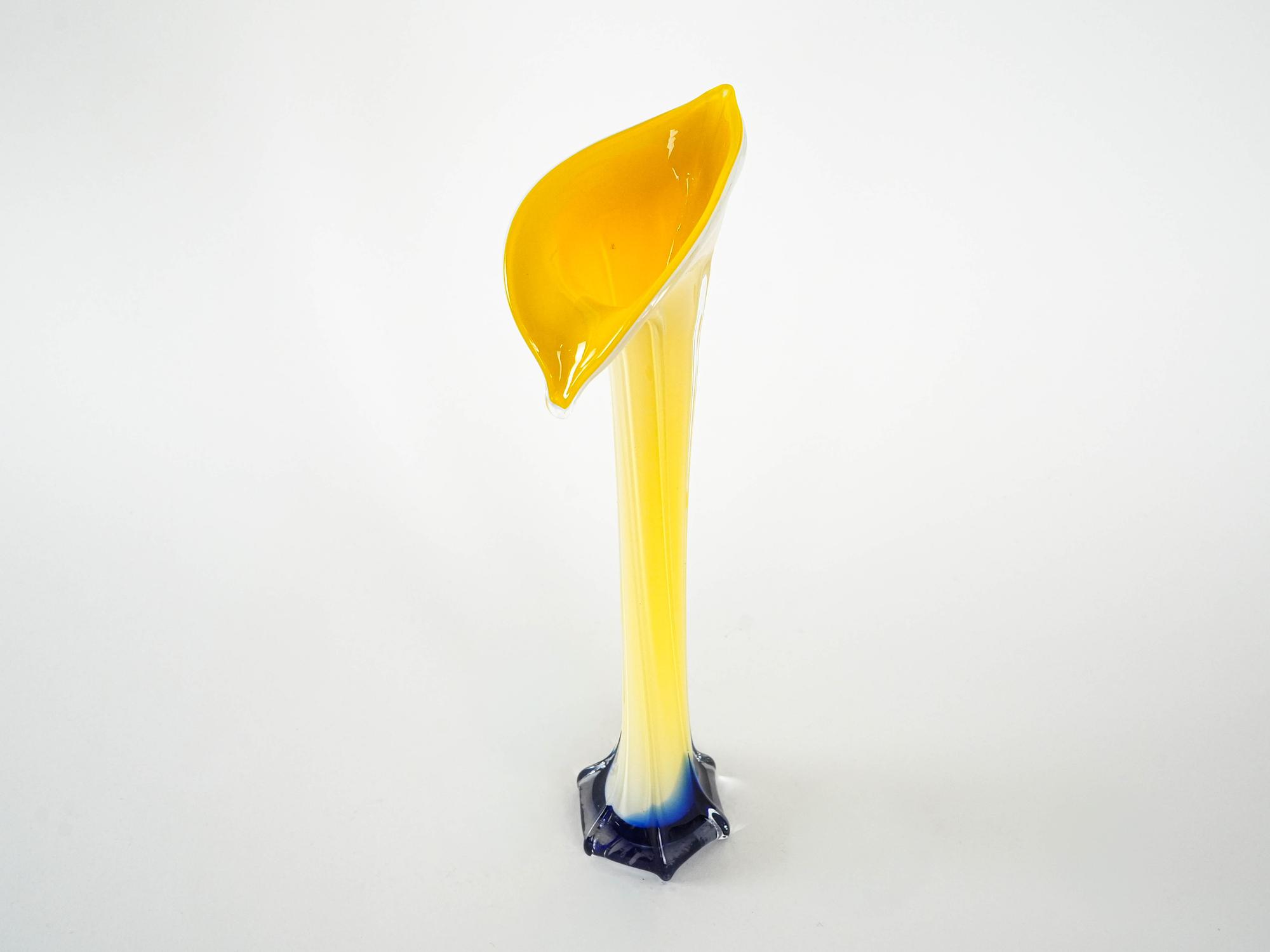 Vase Murano Glass Yellow 1970s 4