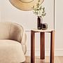 Palermo Round Marble Side Table Natural Wood 2