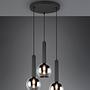 Clayton Pendelleuchte Rauchglas Eisen 3-flammig 3