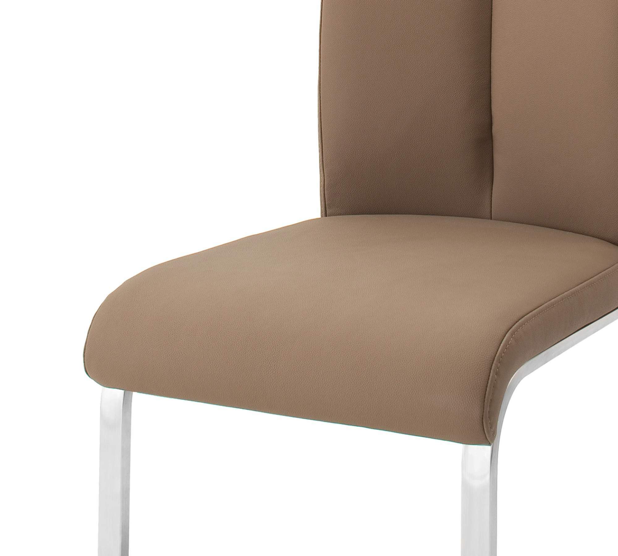 2x Freischwinger Kunstleder Edelstahl Braun 2