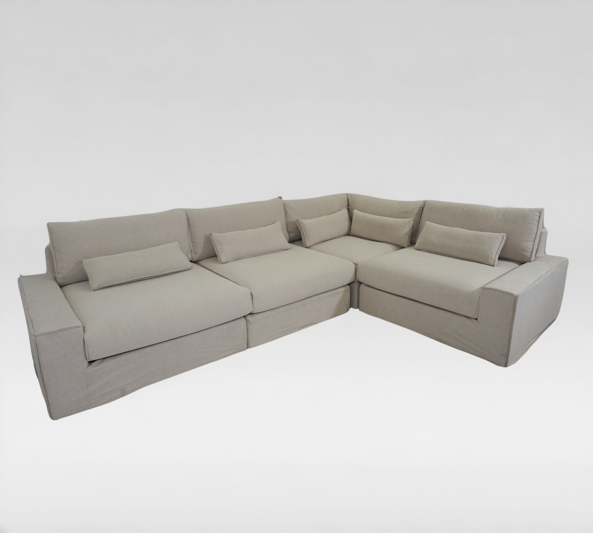 Trent Ecksofa Baumwolle Leinen Creme 0