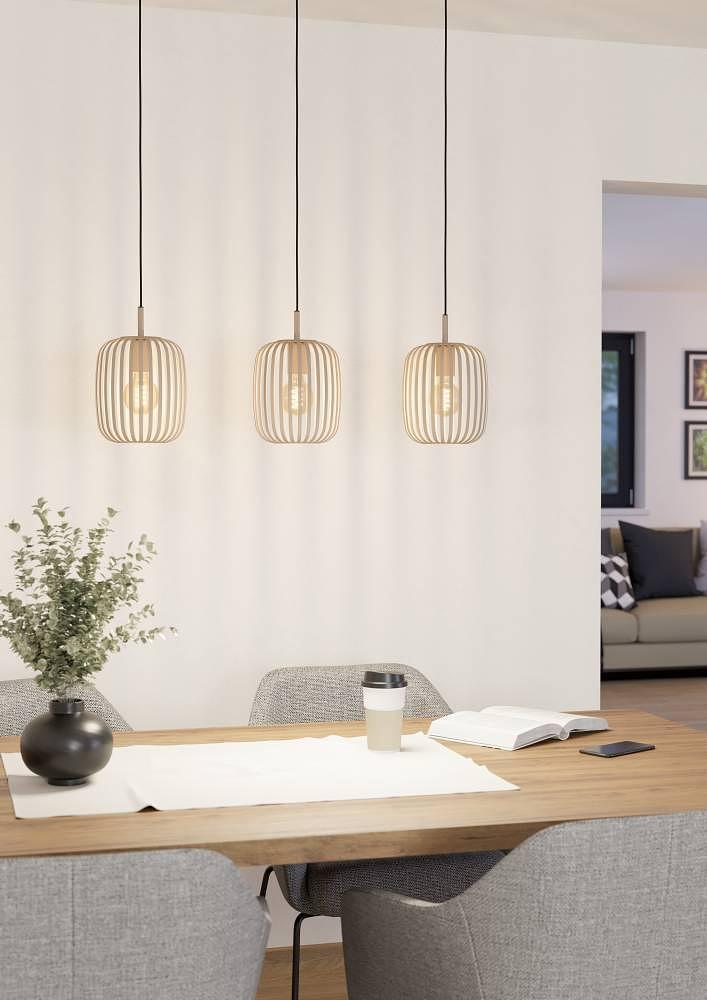 3-Flammig Pendelleuchte Romazzina Stahl Beige 2