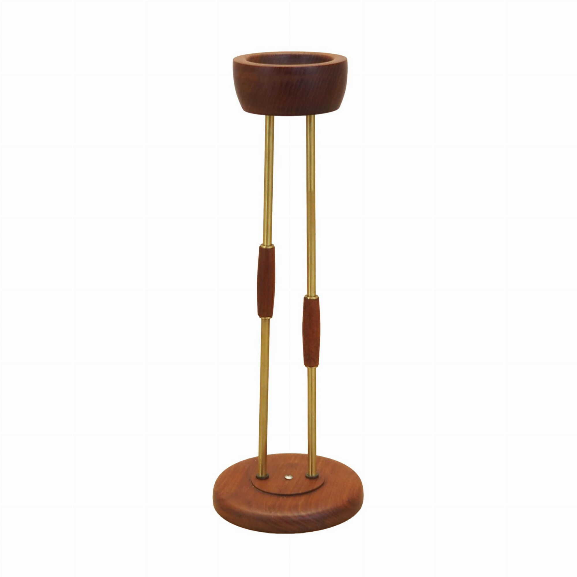 Vintage Ashtray Teak Wood Metal Brown 1970s 0