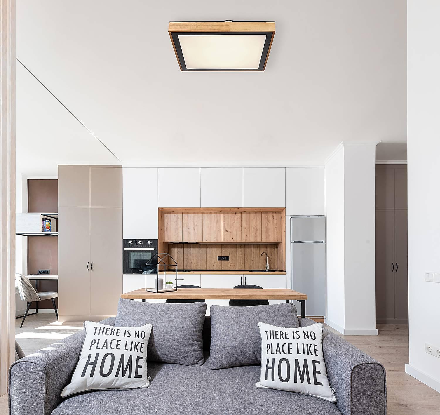 Ceiling light Bruno Type B Iron Acrylic glass Oak 2