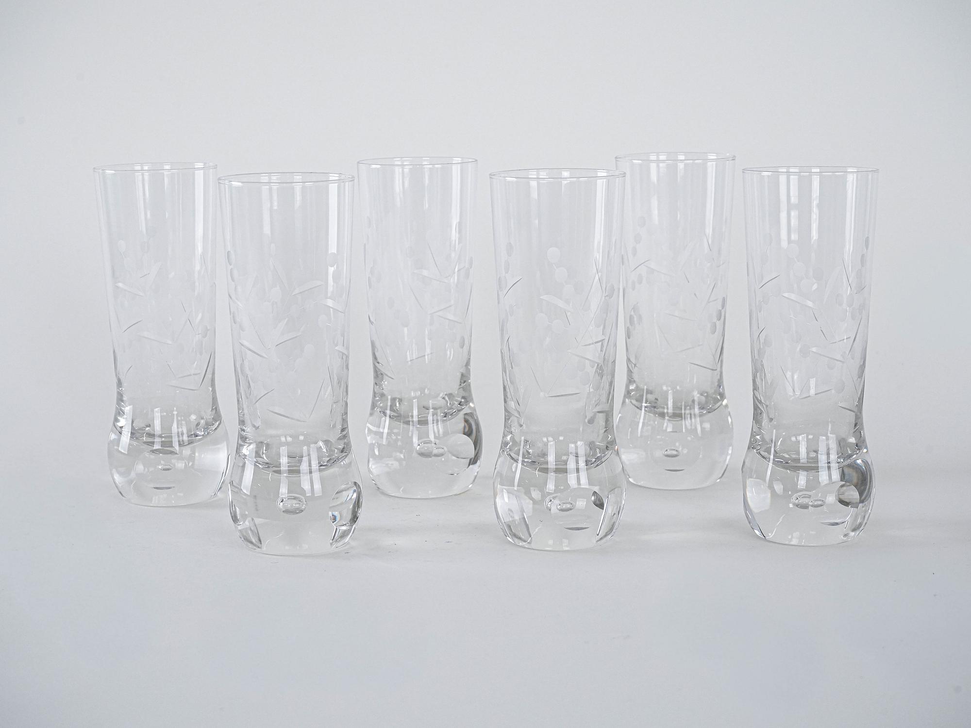 Set of 6 glasses transparent 1970s 3