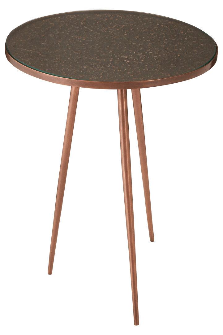 Akola Side Table Metal Glass Copper Finish 1
