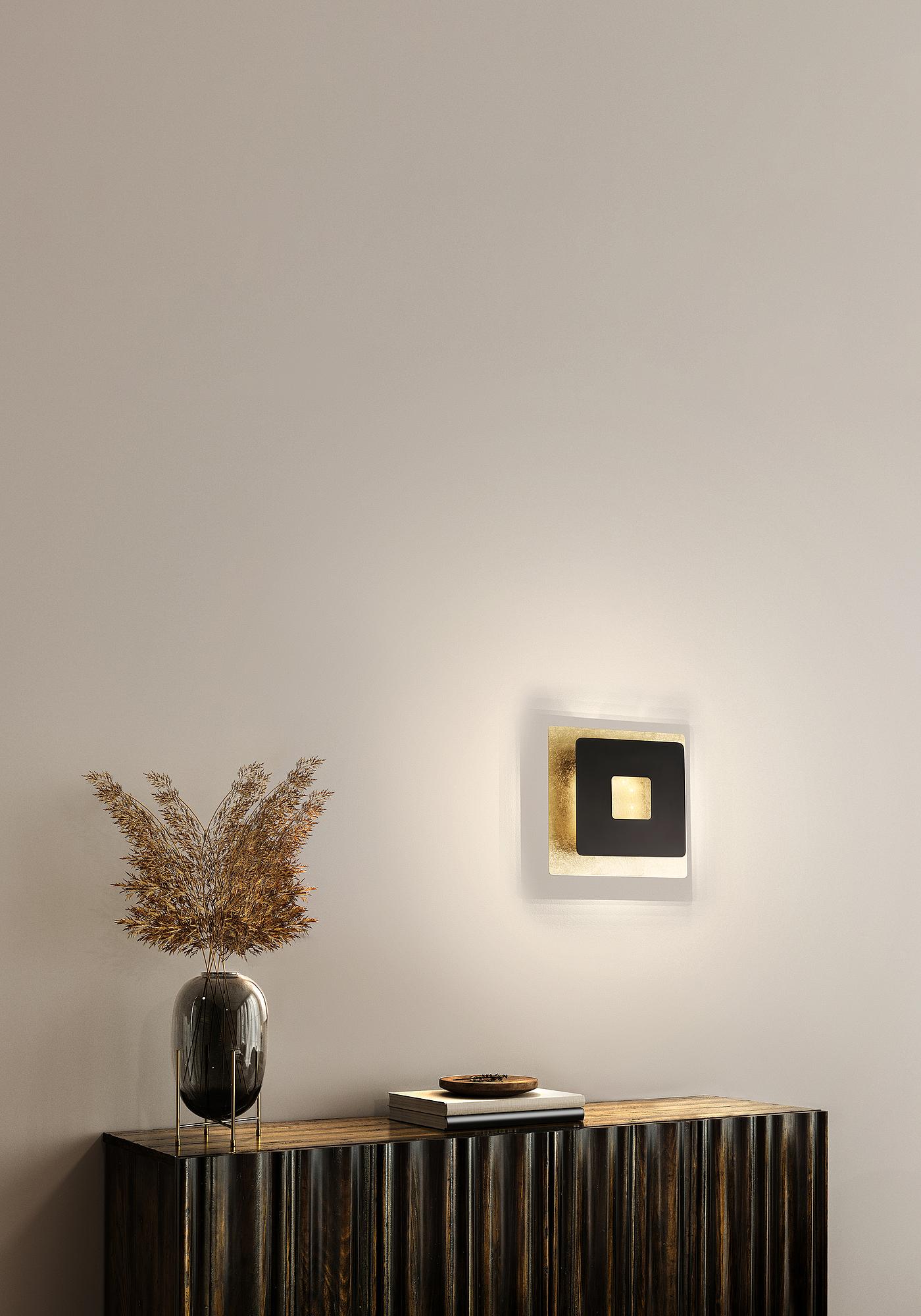 LED-Wandleuchte Hennes Eisen Schwarz Gold 2