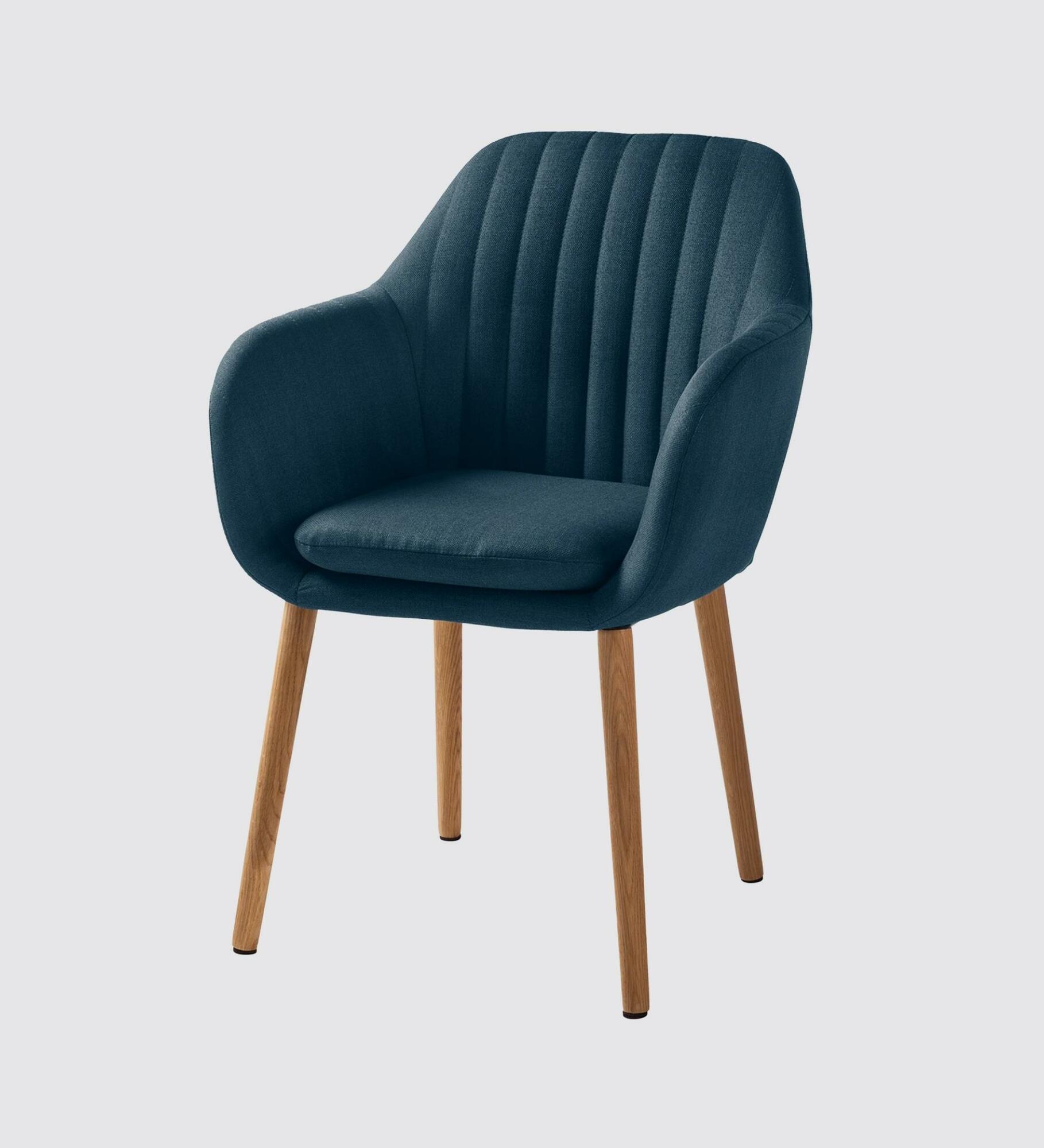 Armlehnstuhl Eiche Massiv Webstoff Jeansblau 1