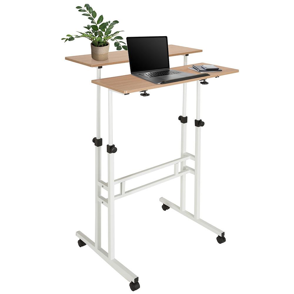 WORKSTATION I Scrivania con ruote legno bianco 1