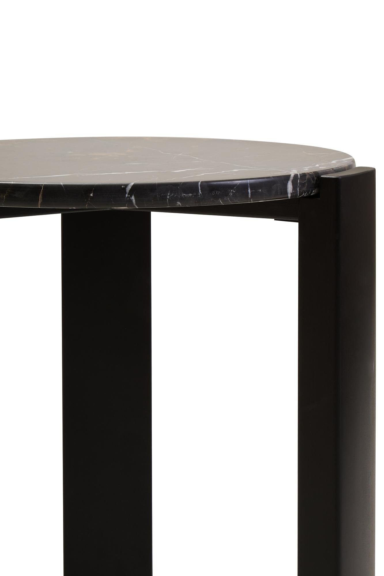 Palermo Runder Marmorplatte Beistelltisch Holz Schwarz 8