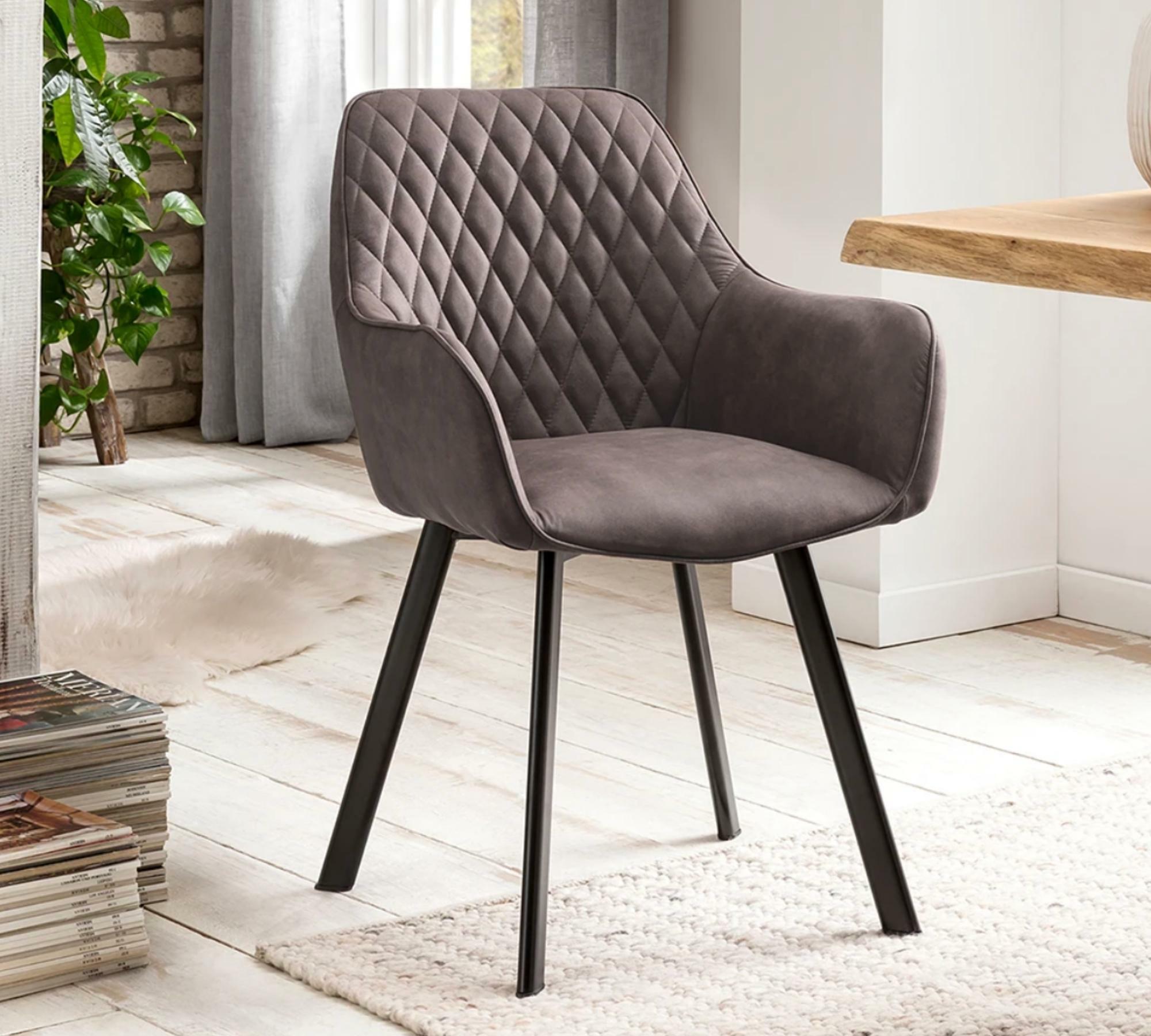 2x Armlehnstuhl Microfaser Grau 5