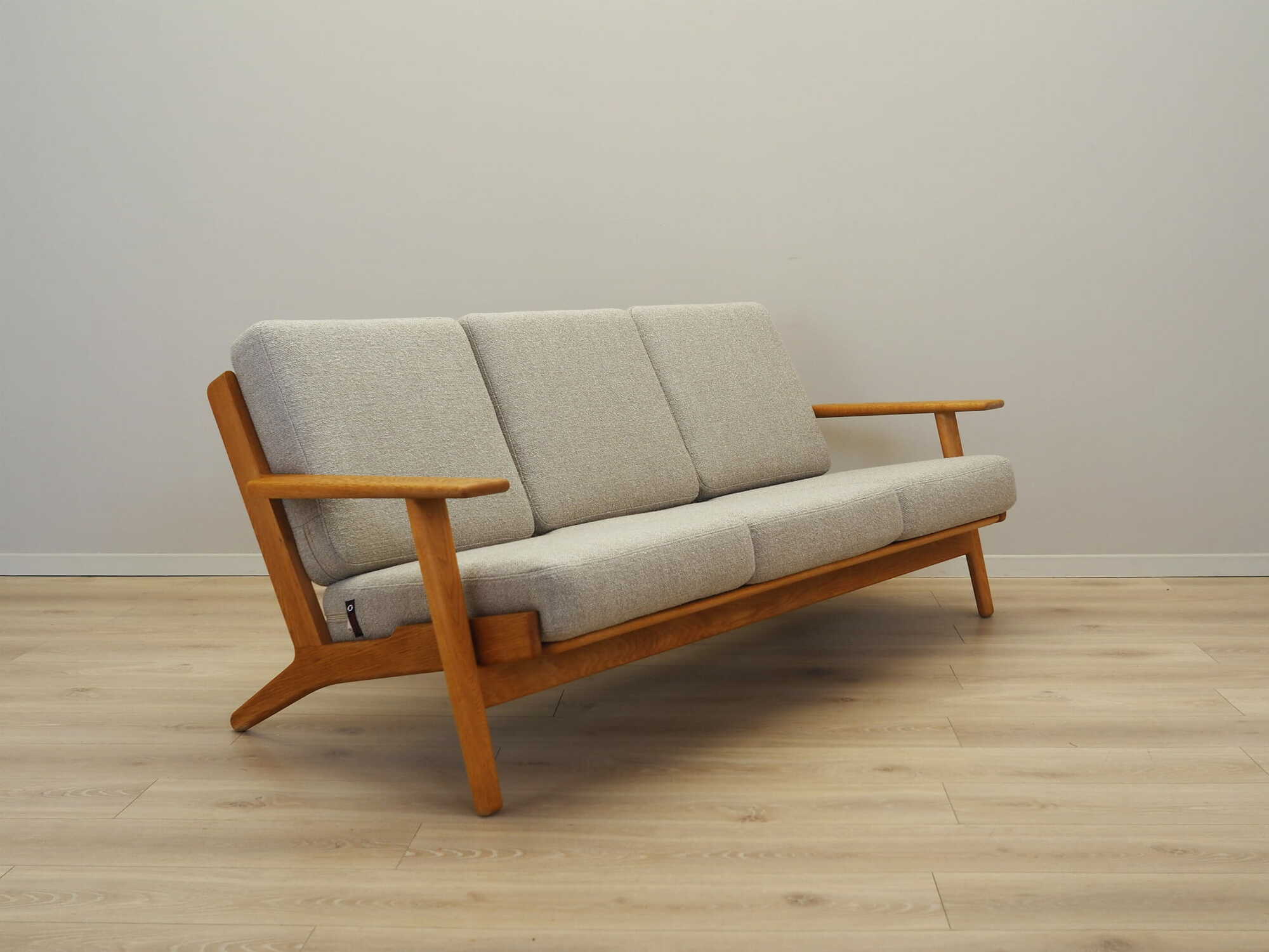 Vintage Sofa Oak Wood Textile Grey 1960s 6