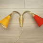 Vintage wall lamp metal textile multi-colored 1970s 2