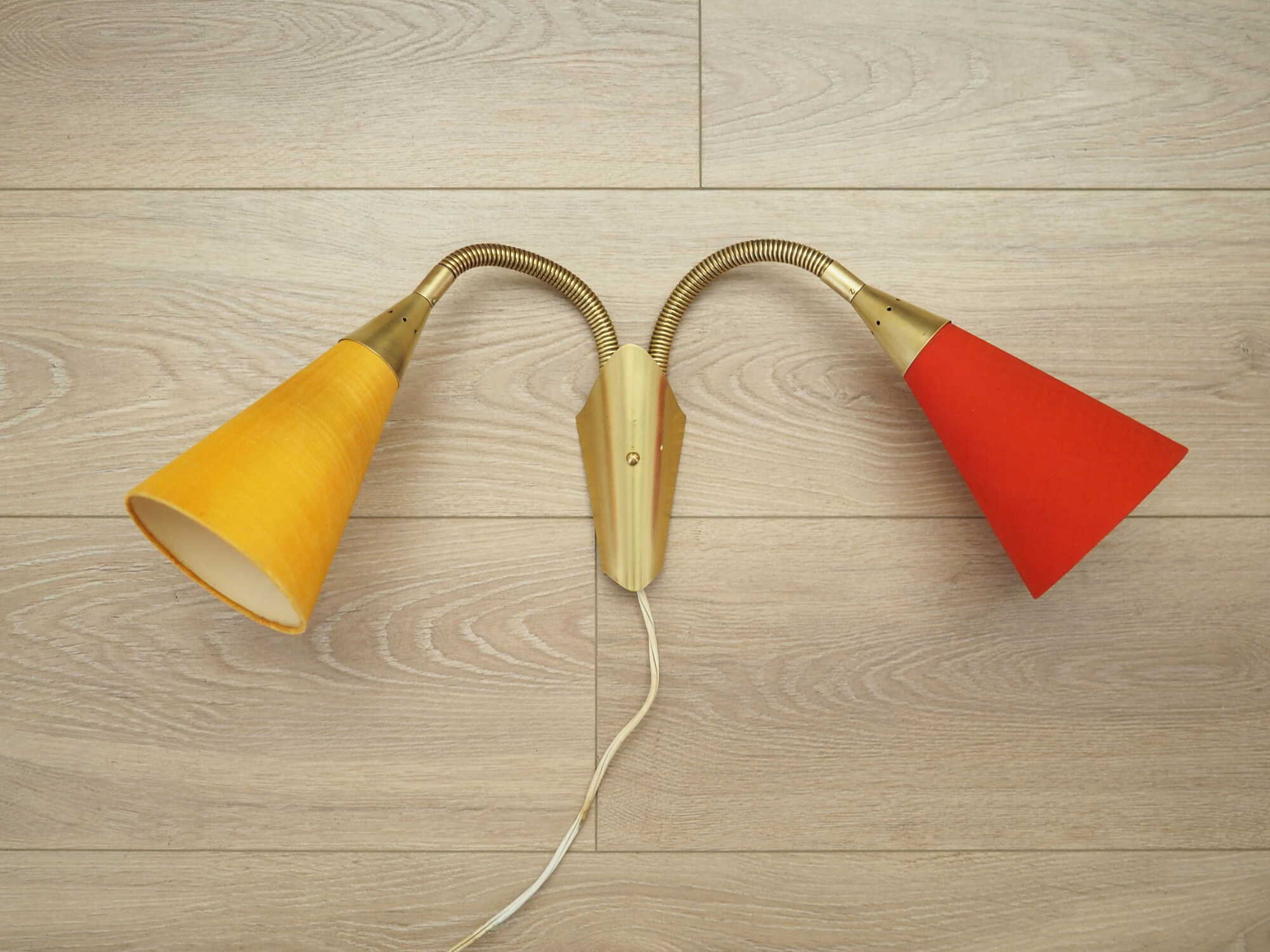 Vintage wall lamp metal textile multi-colored 1970s 2
