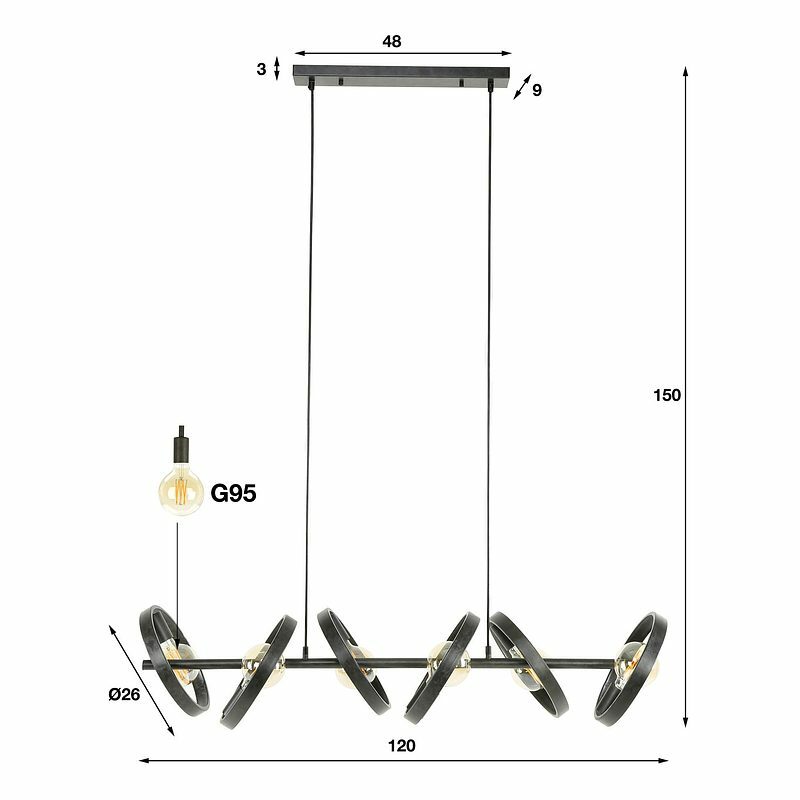 Hängeleuchte 6-flammig Metall Schwarz 2