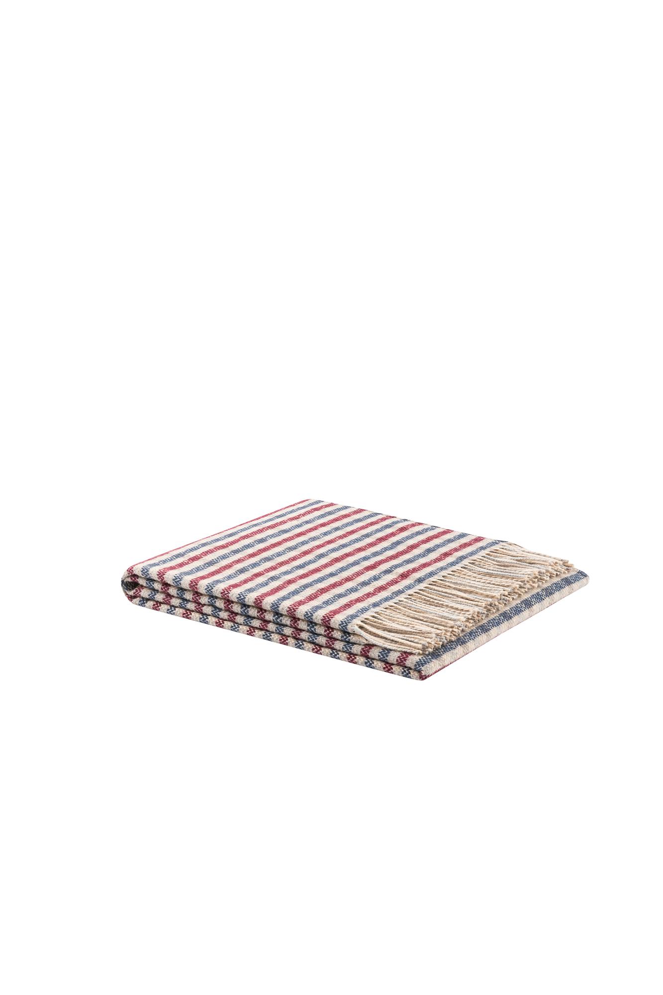 Ibiza Plaid Decke Recycelte Baumwolle Mikro-Karo Blau Rot 2