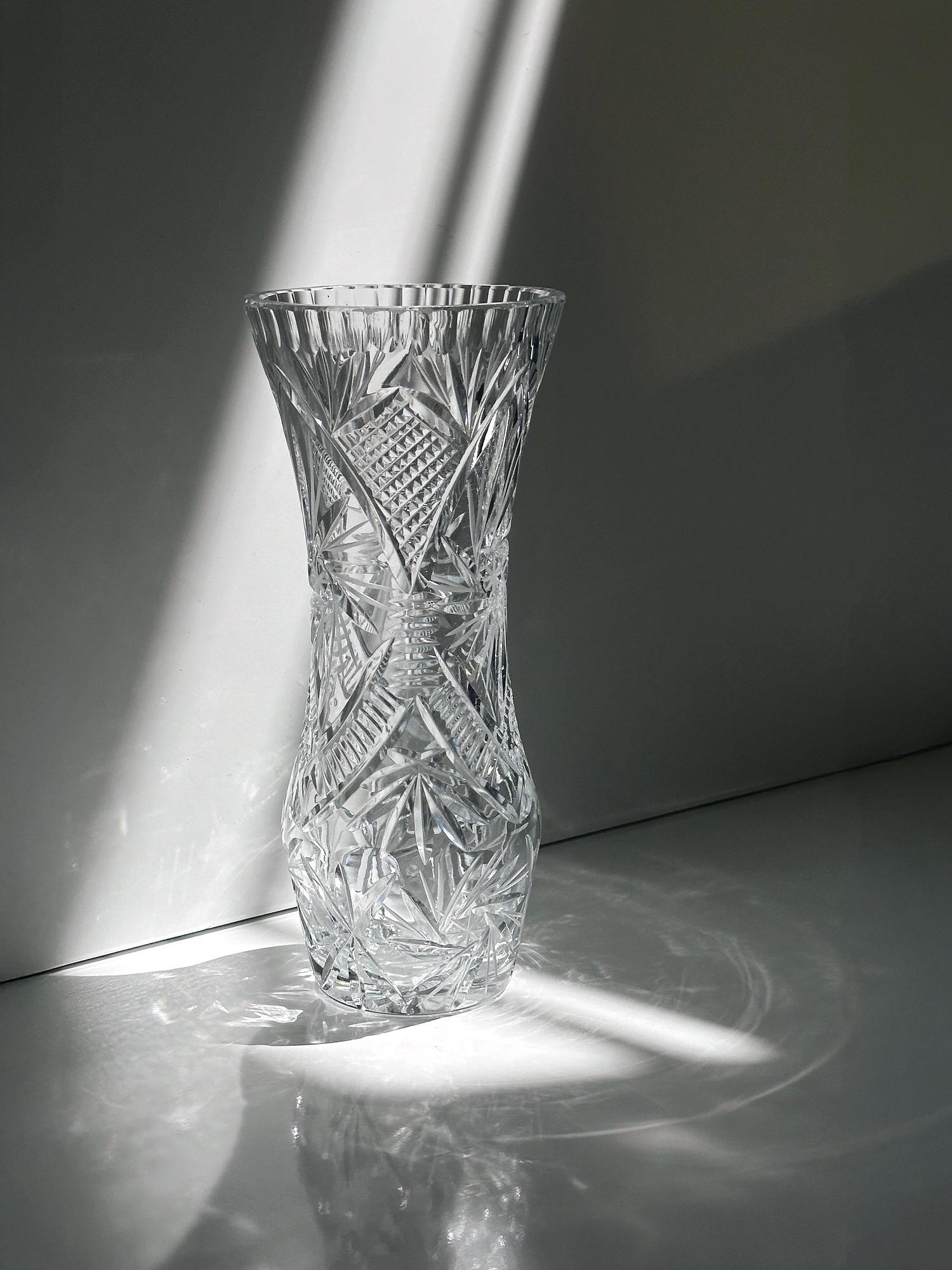 Vintage Blumenvase Bleikristall 1970er Jahre 3