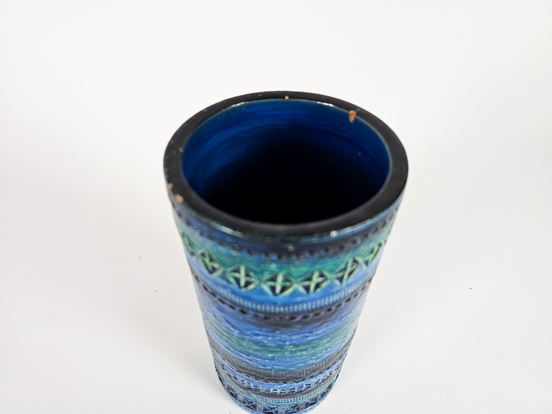 Vintage Vase Keramik Blau 1960er Jahre 4