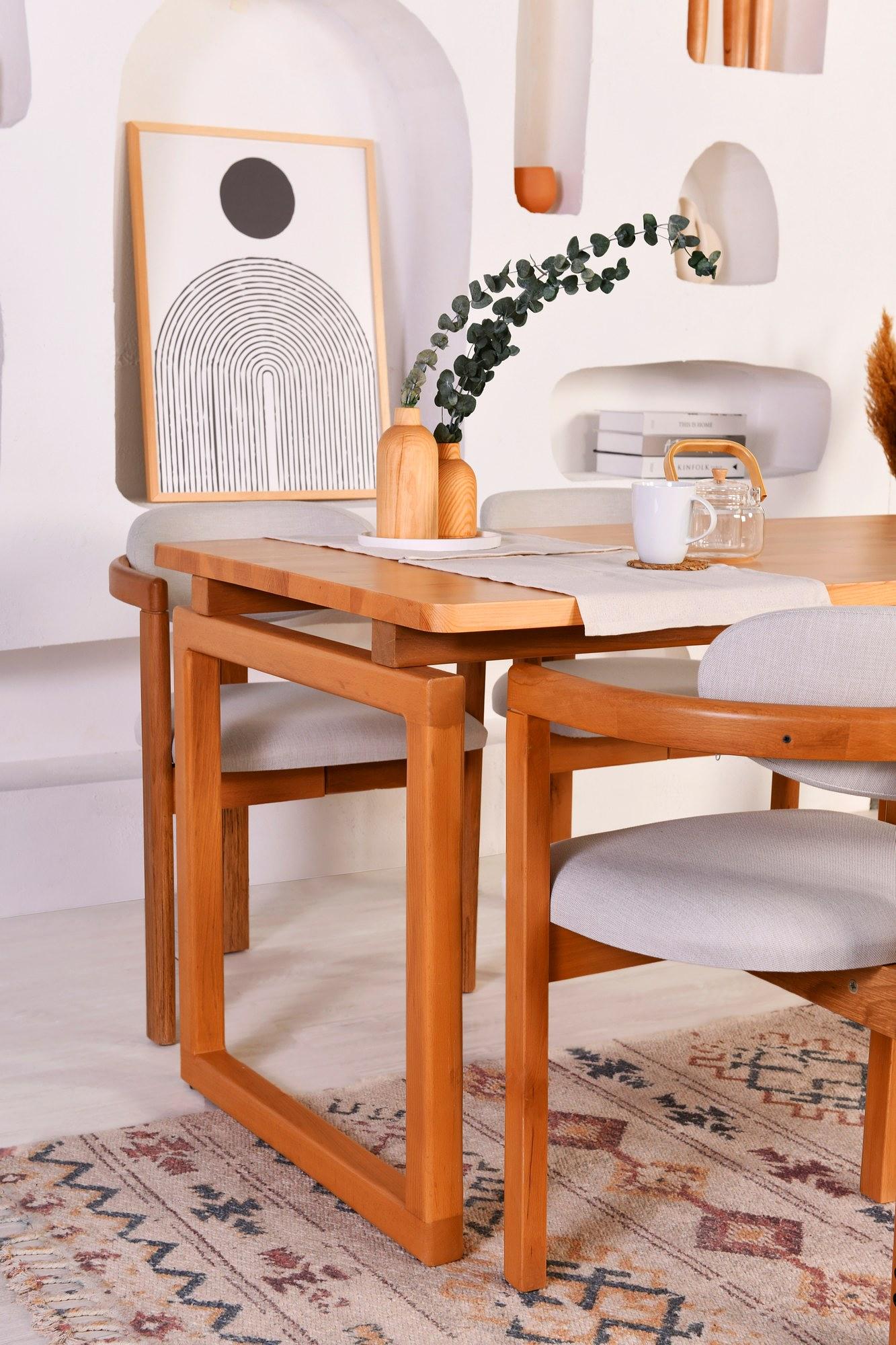 Cheri Set tavolo da pranzo 5 pz. pelle nabuk grigio chiaro 3