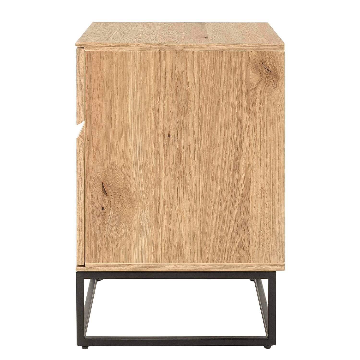 Nachtkommode NOZZA mit 1 Tür Echt holzfurnier Eisen Schwarz 2