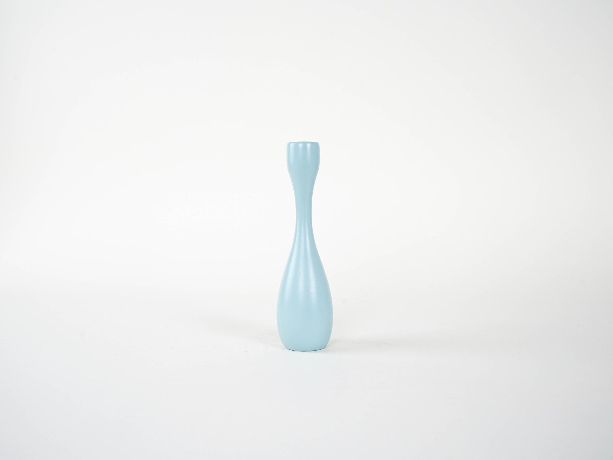 Candlestick 1970s Pastel Blue 1
