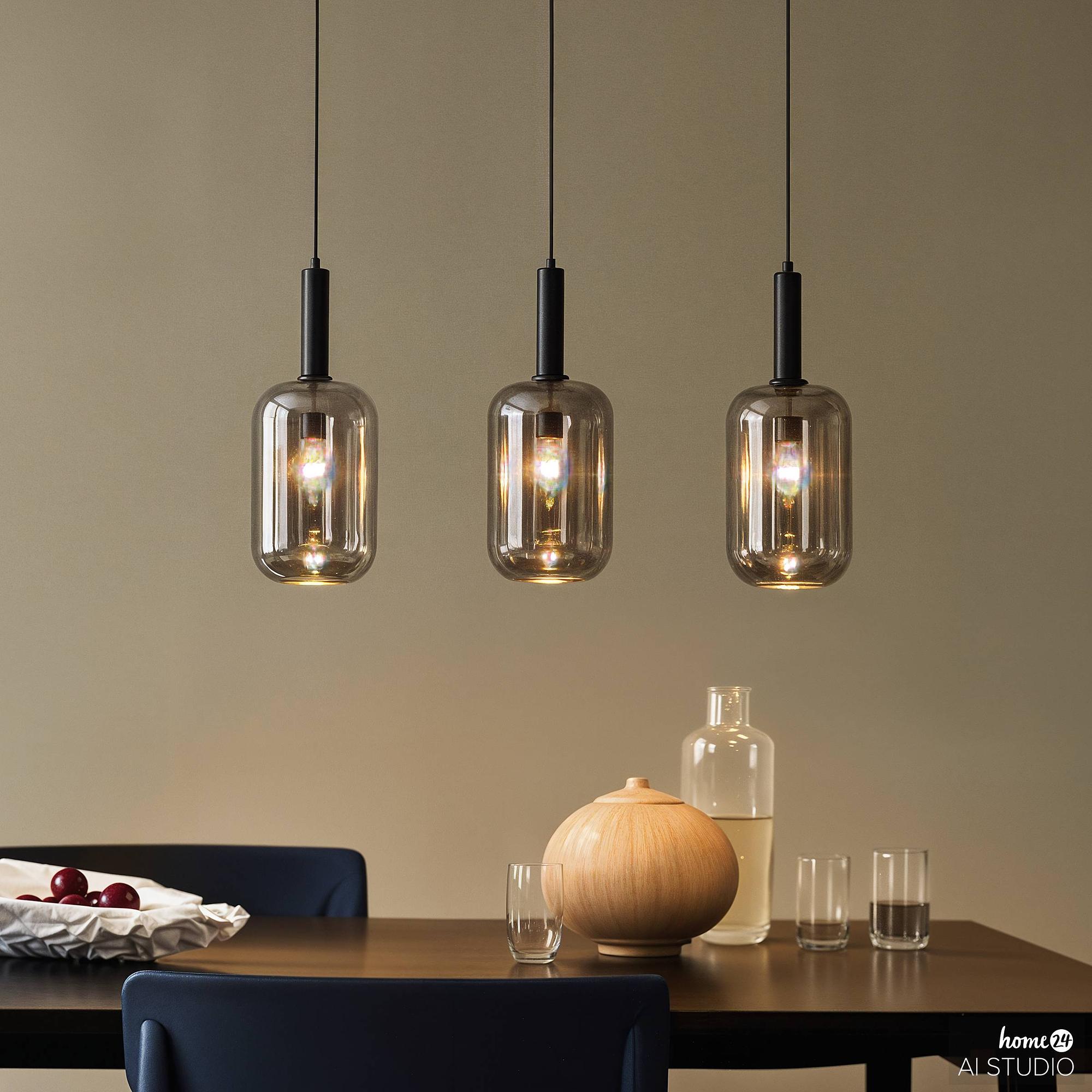 Mome Typ A Pendelleuchte  3-flammig Rauchglas Eisen Schwarz 0