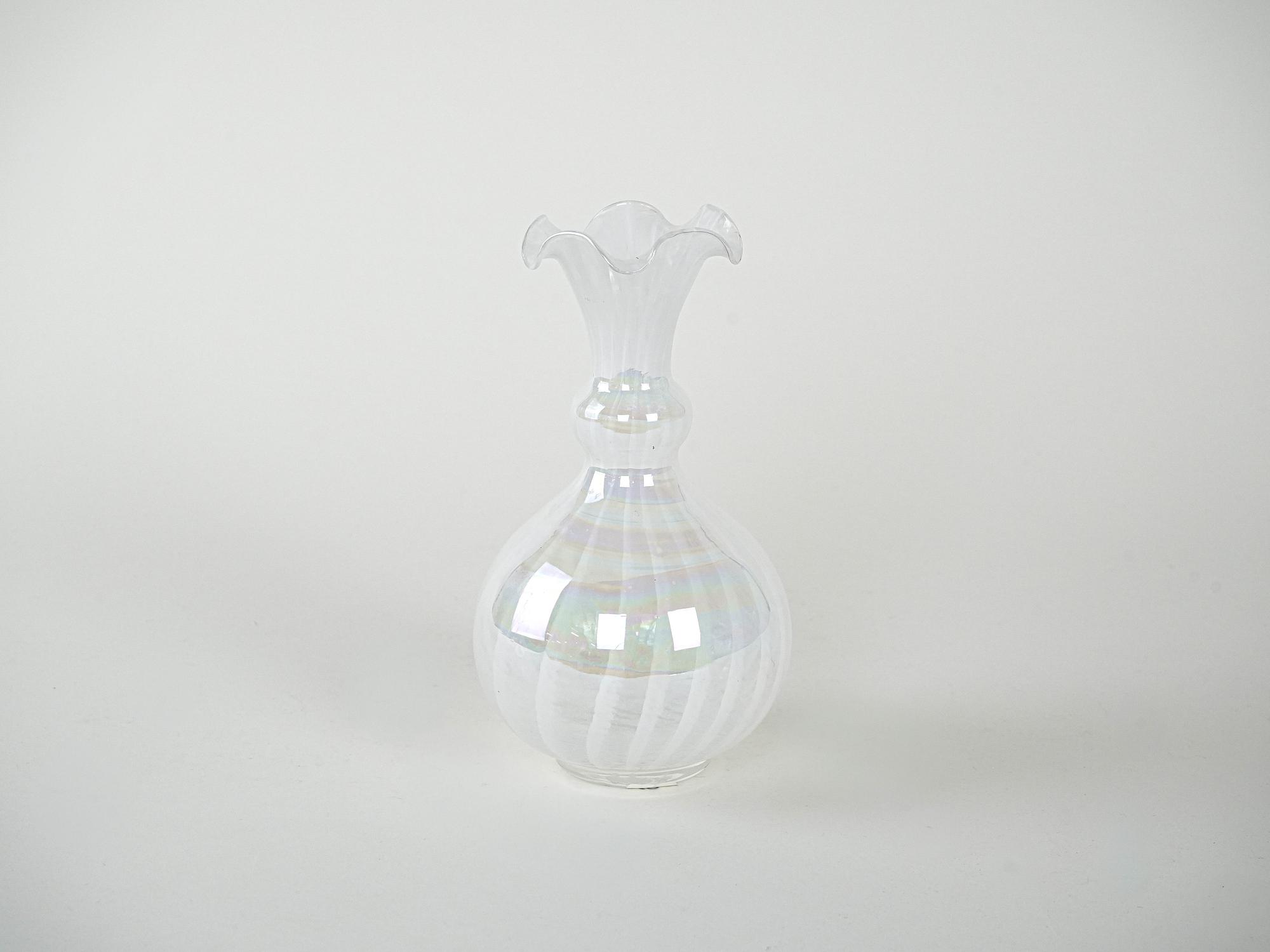 Glass vase White 1960s 2