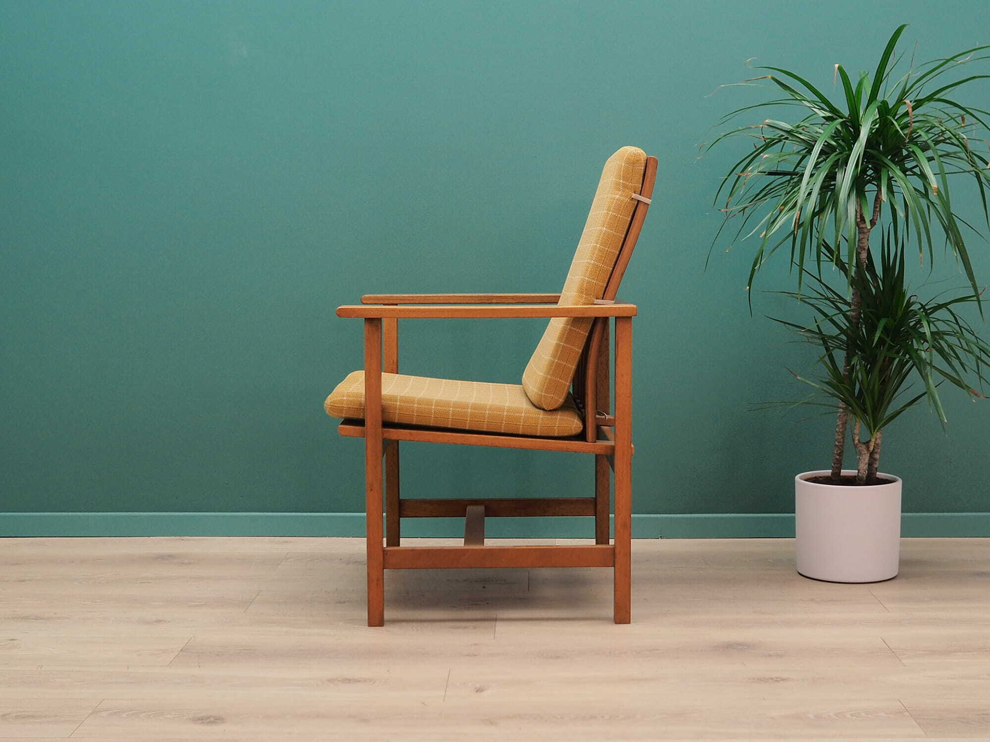 Armchair Teak wood Textile Yellow 1970s 6