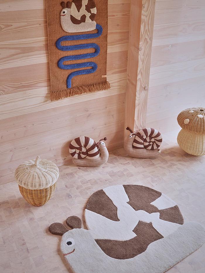 Sally Snail On The Way Wandteppich Wolle Blau 2