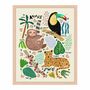 Jungle Animals Kunstdruck mit Rahmen Mehrfarbig 0