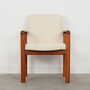 Vintage Stuhl Teakholz Textil Weiß 1970er Jahre  1