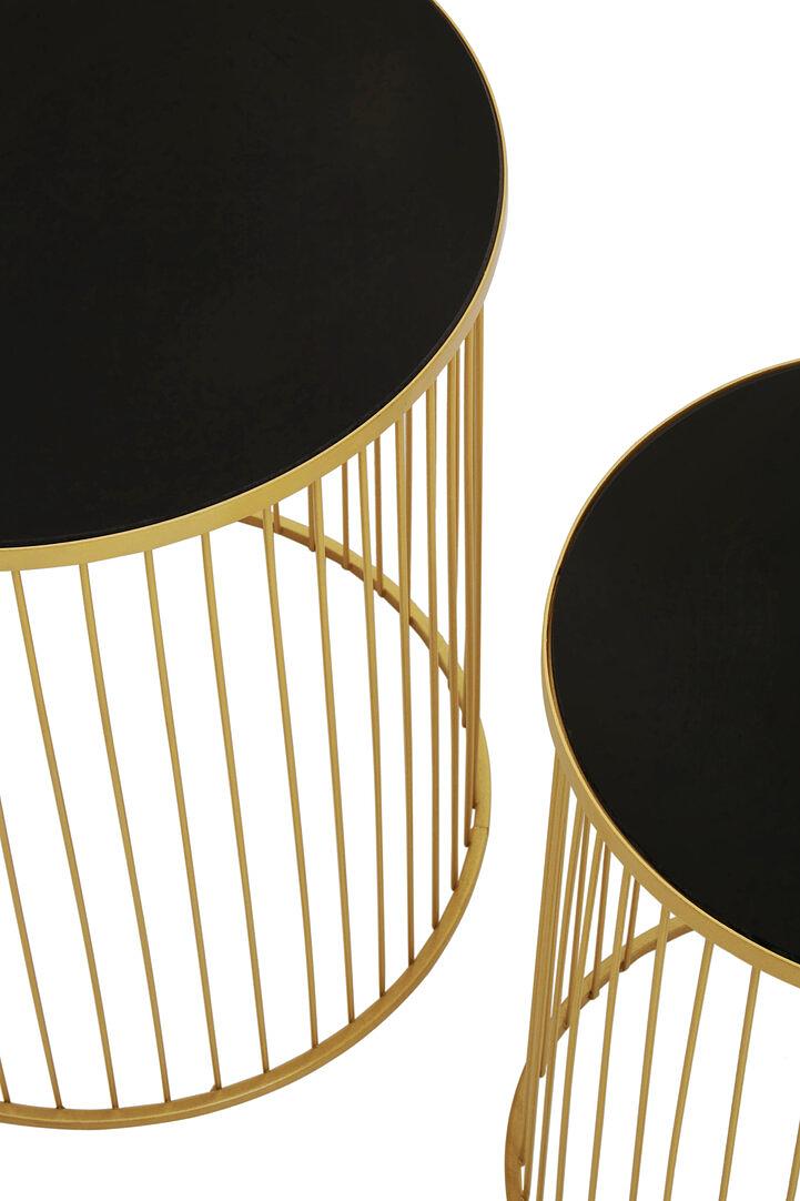 2x Avento Beistelltisch Schwarz Gold 2
