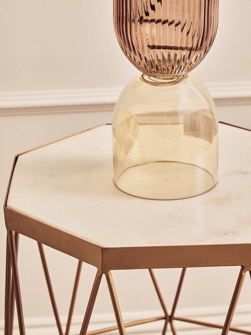 Shalimar Hexagonal Side Table Marble Gold 6