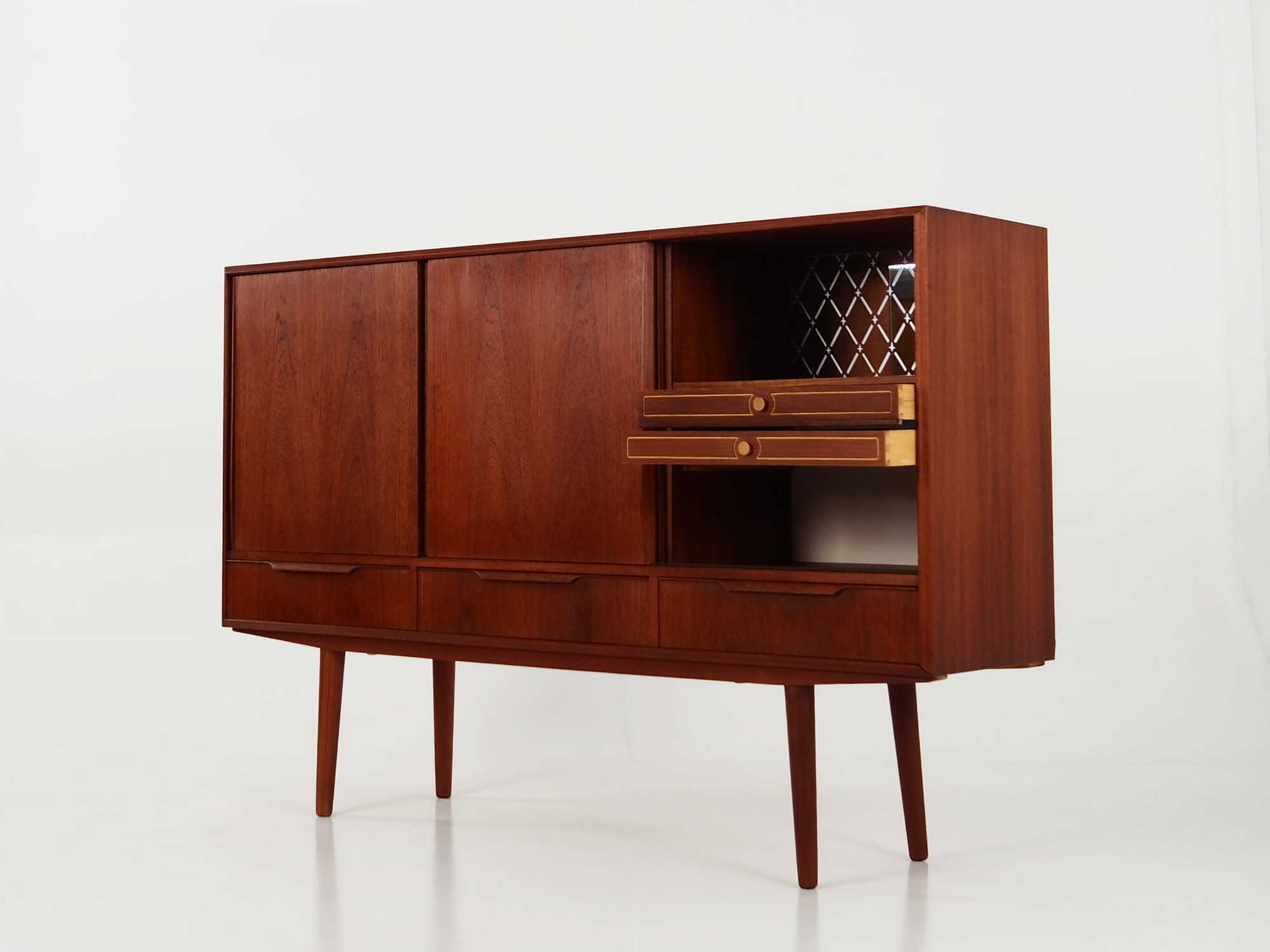 Highboard Teakholz Braun 1960er Jahre 6