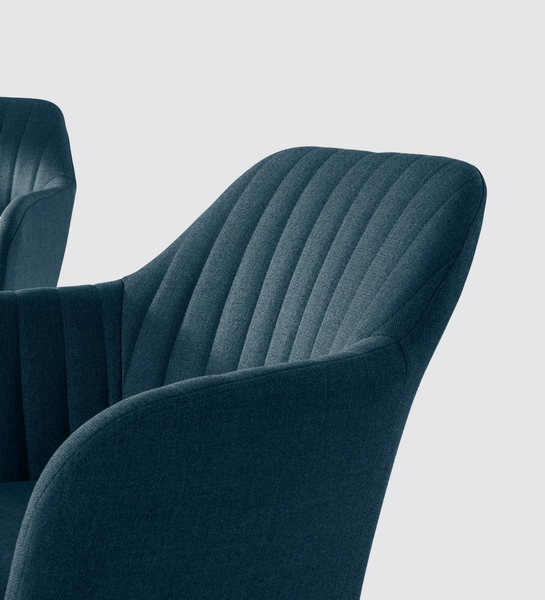 Armlehnstuhl Eiche Massiv Webstoff Jeansblau 2