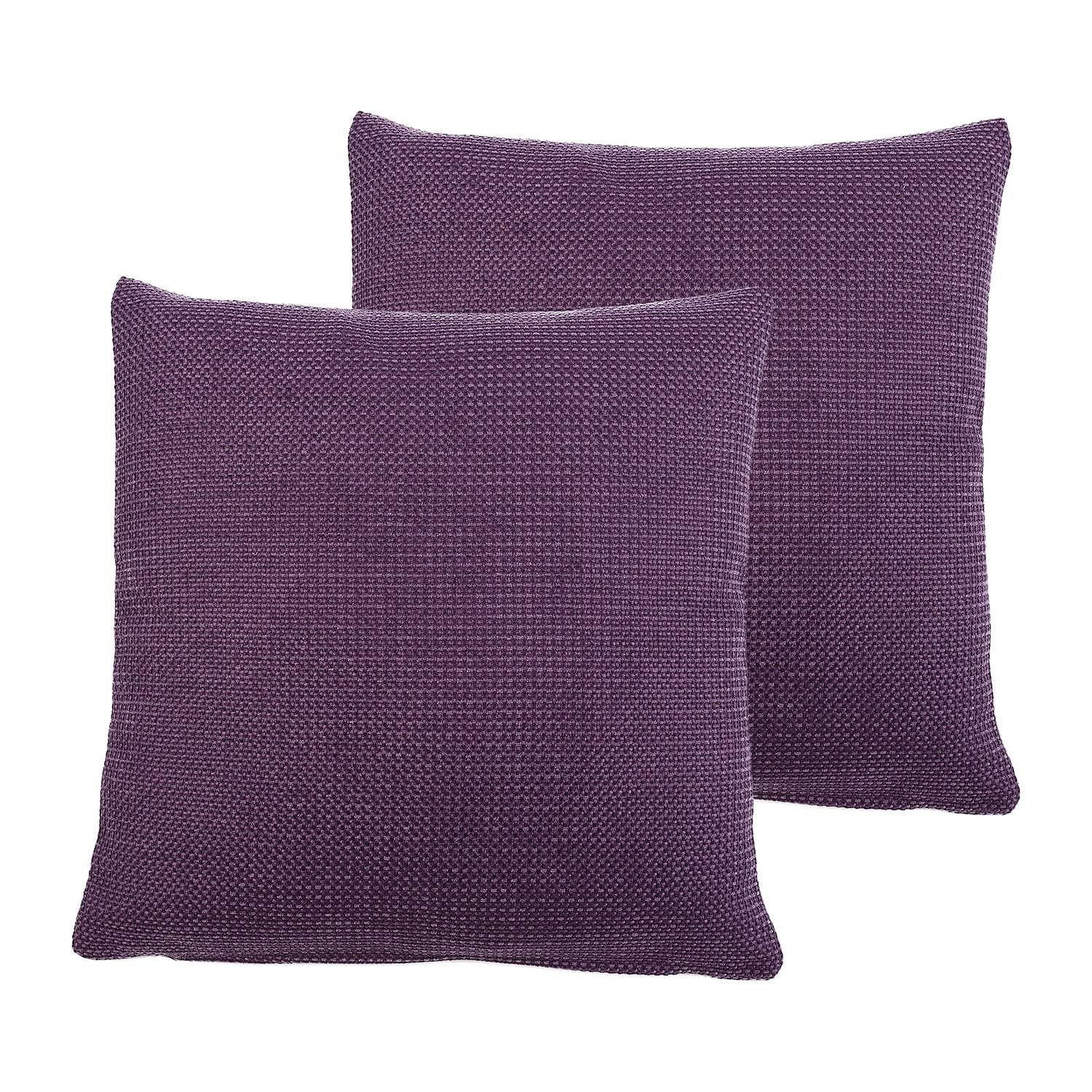 2x Dallas Cushion Cover Synthetic Fabric Dark Purple 40 x 40 cm 0
