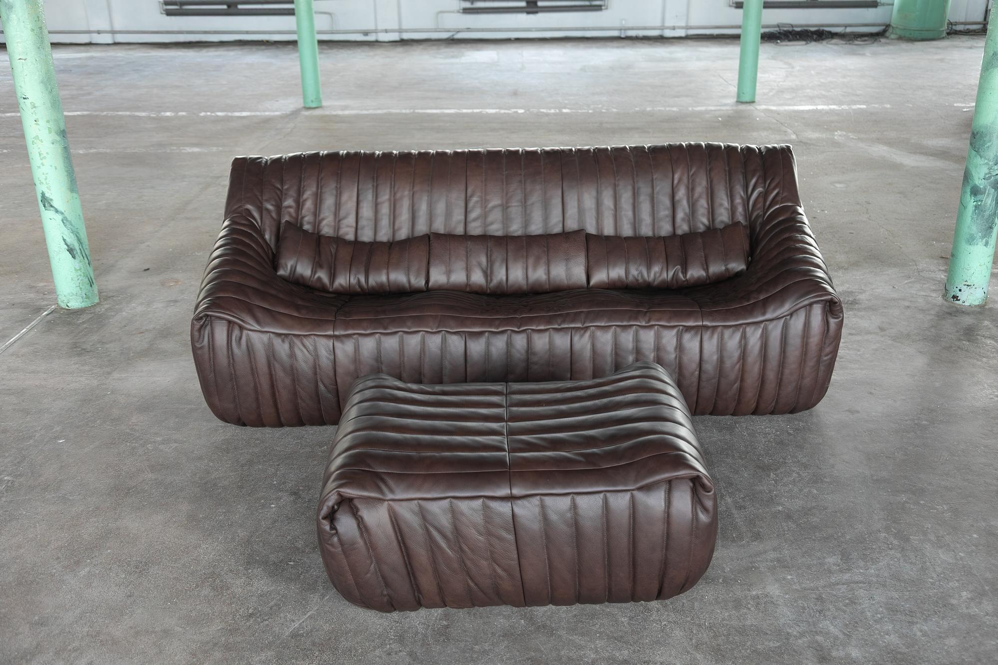 Sandra Lounge Set 2-piece. Smooth leather Chocolate brown 0
